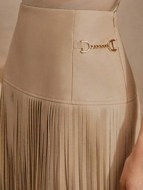 Saia Amélia (Couro + Fringe)