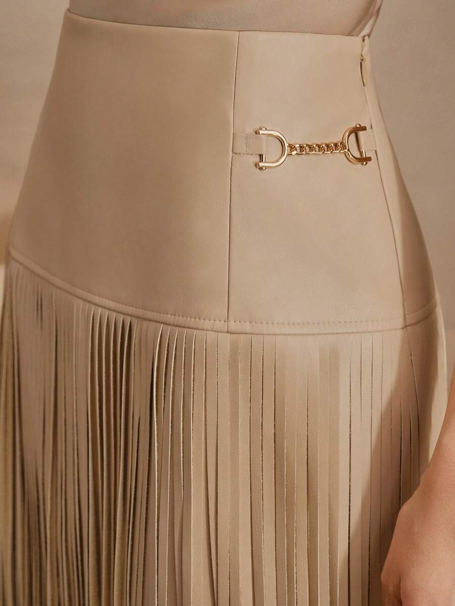 Saia Amélia (Couro + Fringe)