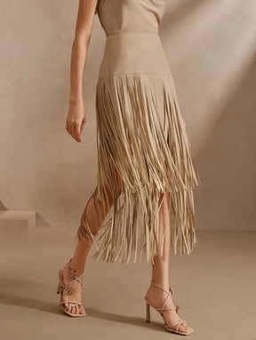 Saia Amélia (Couro + Fringe)