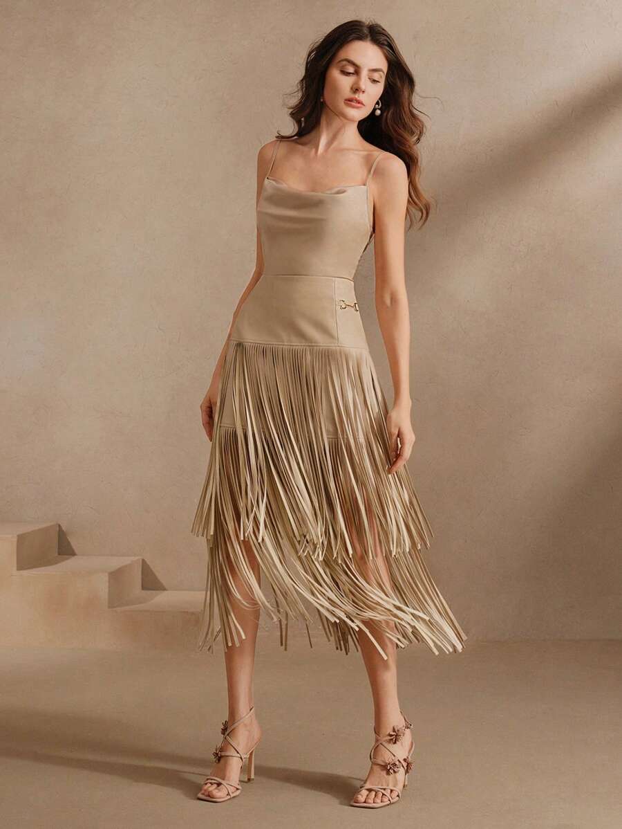 Saia Amélia (Couro + Fringe)