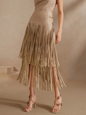 Saia Amélia (Couro + Fringe)