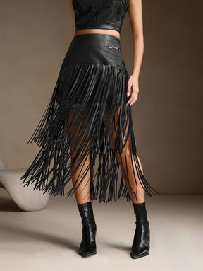 Saia Amélia (Couro + Fringe)