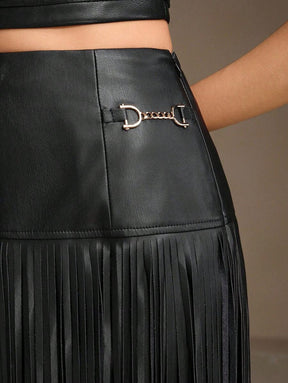 Saia Amélia (Couro + Fringe)