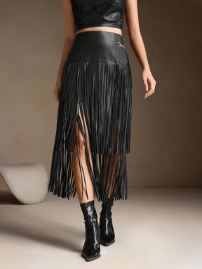 Saia Amélia (Couro + Fringe)